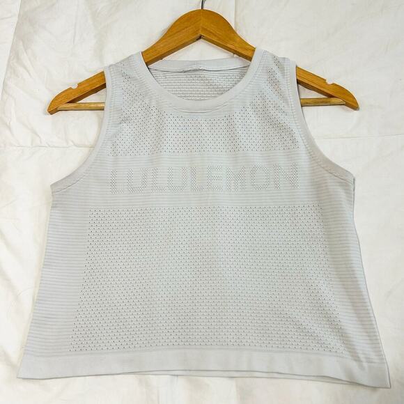 Lululemon Breeze By Muscle Crop Tank Top Off White Light Gray Women’s Size 6 - Picture 3 of 7
